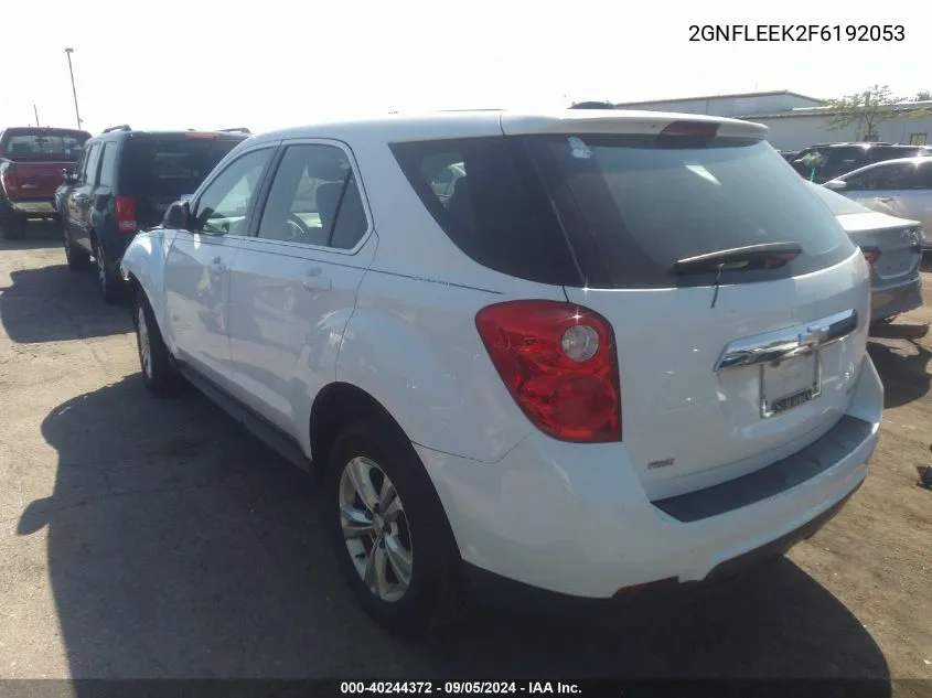 2015 Chevrolet Equinox Ls VIN: 2GNFLEEK2F6192053 Lot: 40244372