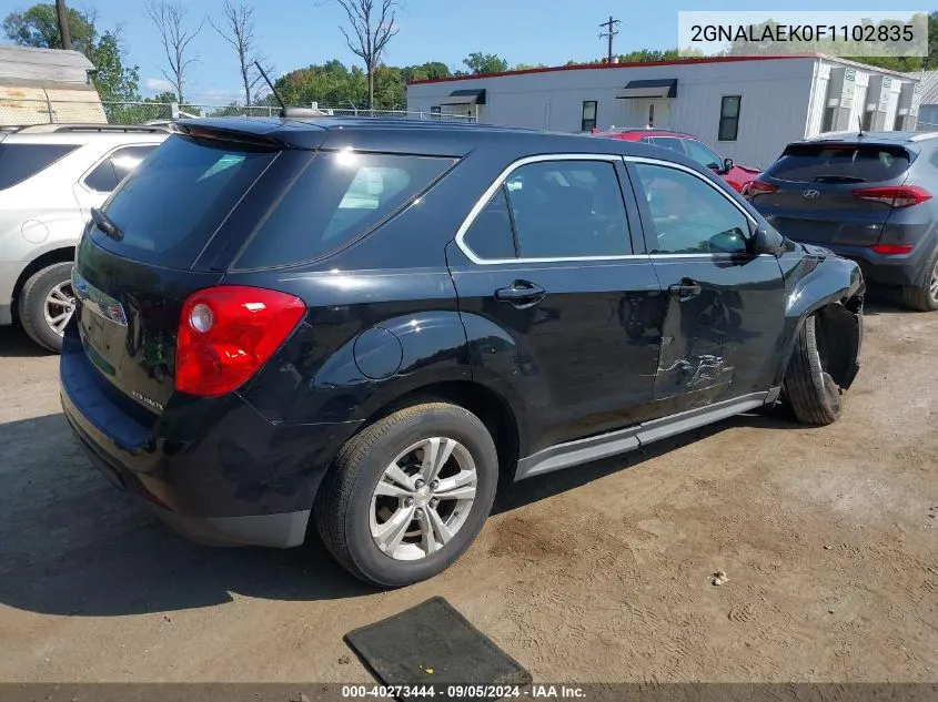 2015 Chevrolet Equinox Ls VIN: 2GNALAEK0F1102835 Lot: 40273444