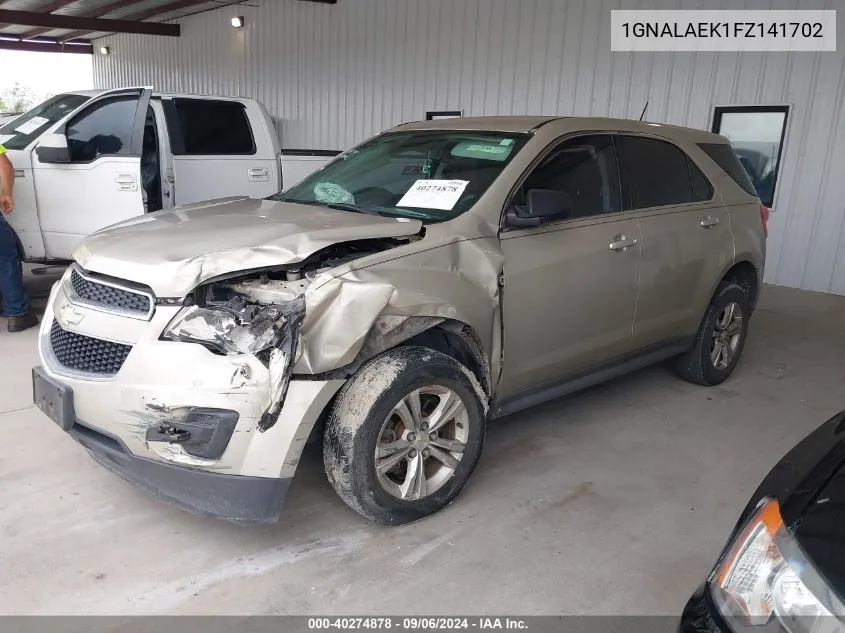 2015 Chevrolet Equinox Ls VIN: 1GNALAEK1FZ141702 Lot: 40274878