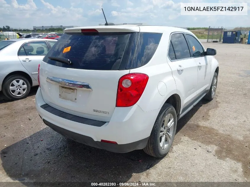 2015 Chevrolet Equinox Ls VIN: 1GNALAEK5FZ142917 Lot: 40282393