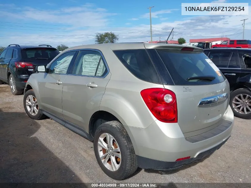 2015 Chevrolet Equinox Ls VIN: 1GNALAEK6FZ129254 Lot: 40334959