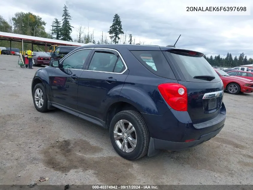 2015 Chevrolet Equinox Ls VIN: 2GNALAEK6F6397698 Lot: 40374942