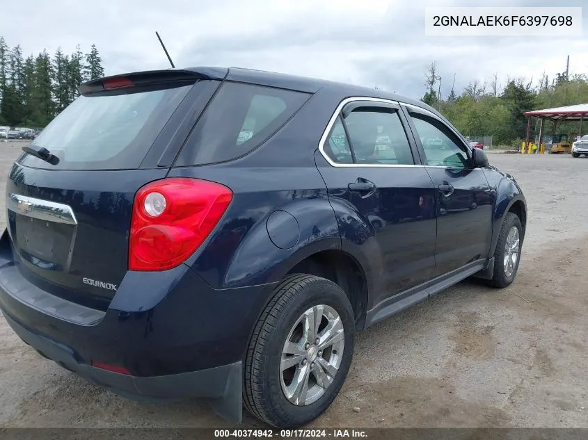 2015 Chevrolet Equinox Ls VIN: 2GNALAEK6F6397698 Lot: 40374942