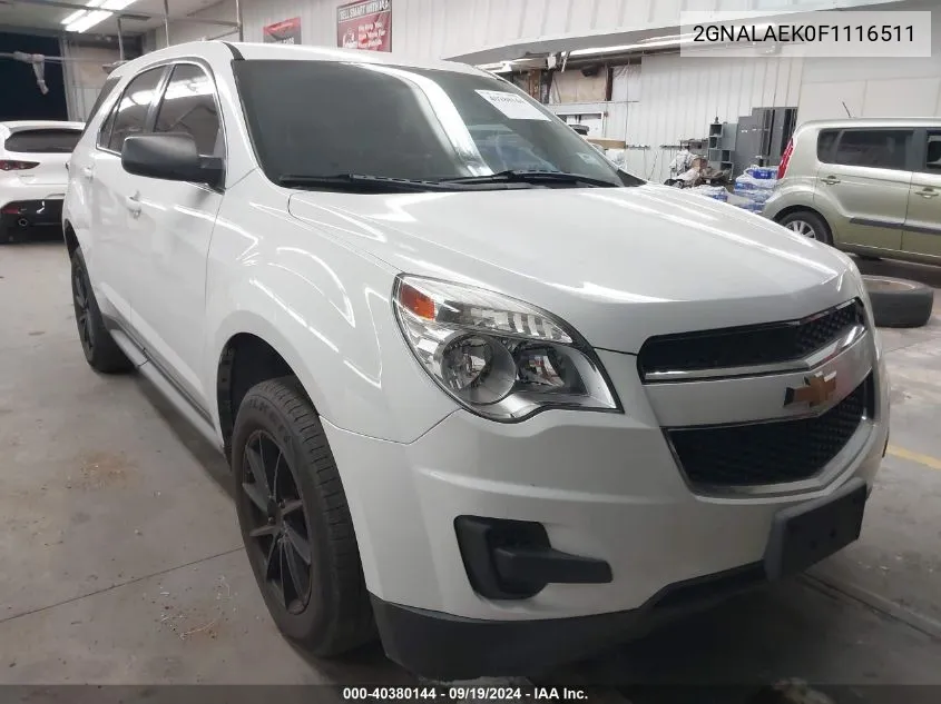 2015 Chevrolet Equinox Ls VIN: 2GNALAEK0F1116511 Lot: 40380144