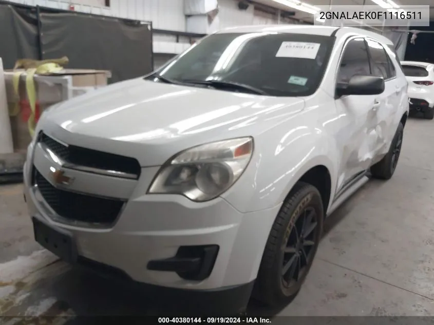 2015 Chevrolet Equinox Ls VIN: 2GNALAEK0F1116511 Lot: 40380144