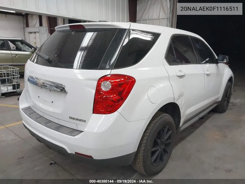 2015 Chevrolet Equinox Ls VIN: 2GNALAEK0F1116511 Lot: 40380144