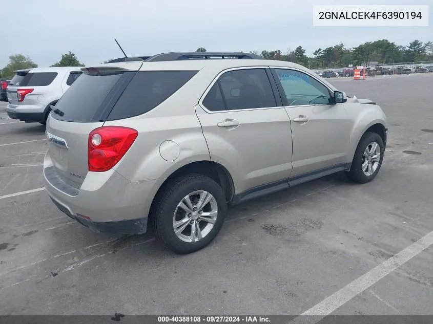 2015 Chevrolet Equinox 2Lt VIN: 2GNALCEK4F6390194 Lot: 40388108