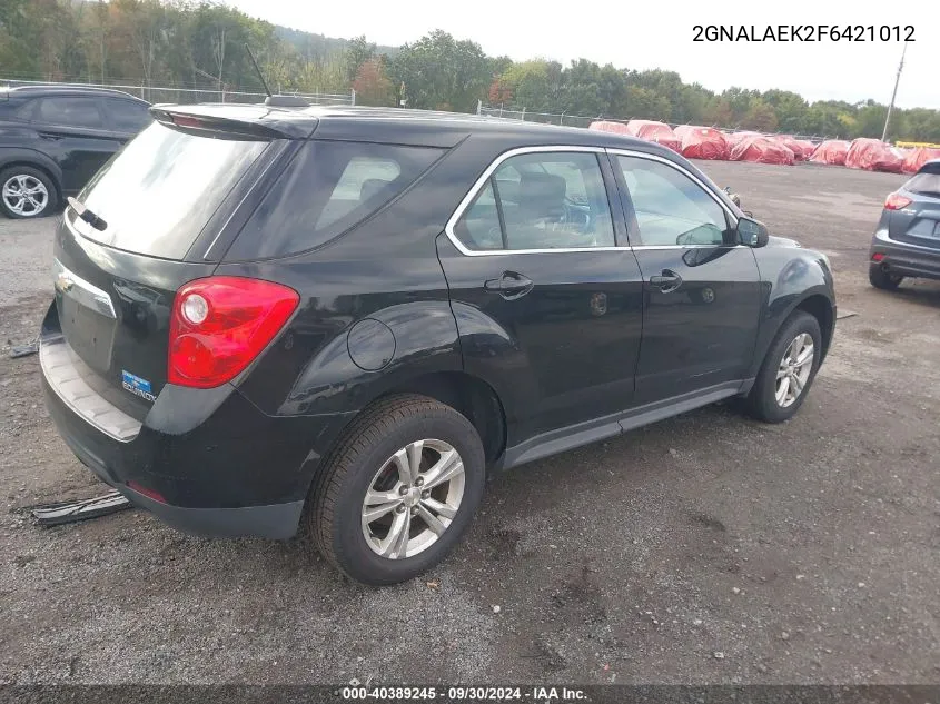 2015 Chevrolet Equinox Ls VIN: 2GNALAEK2F6421012 Lot: 40389245