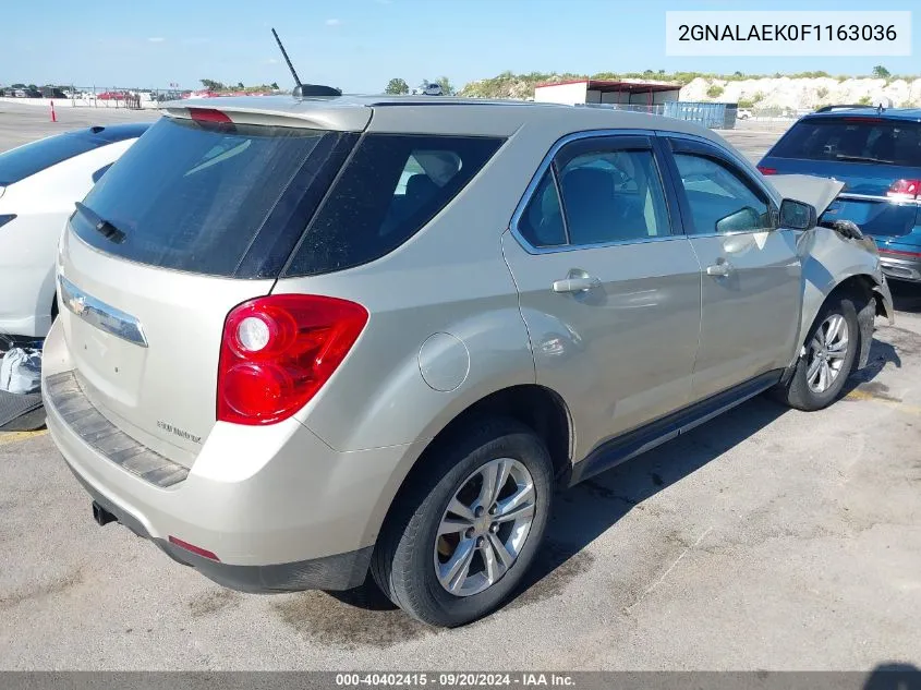 2015 Chevrolet Equinox Ls VIN: 2GNALAEK0F1163036 Lot: 40402415