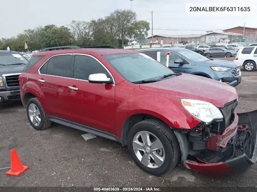 2015 Chevrolet Equinox Lt VIN: 2GNALBEK6F6311635 Lot: 40403638