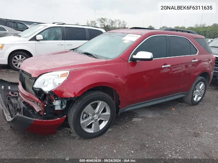 2015 Chevrolet Equinox Lt VIN: 2GNALBEK6F6311635 Lot: 40403638