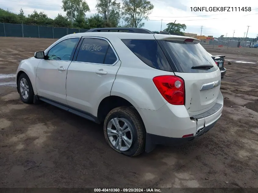 2015 Chevrolet Equinox 2Lt VIN: 1GNFLGEK8FZ111458 Lot: 40410360