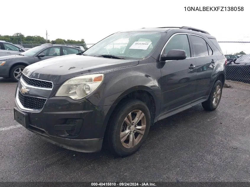 2015 Chevrolet Equinox 1Lt VIN: 1GNALBEKXFZ138058 Lot: 40415810