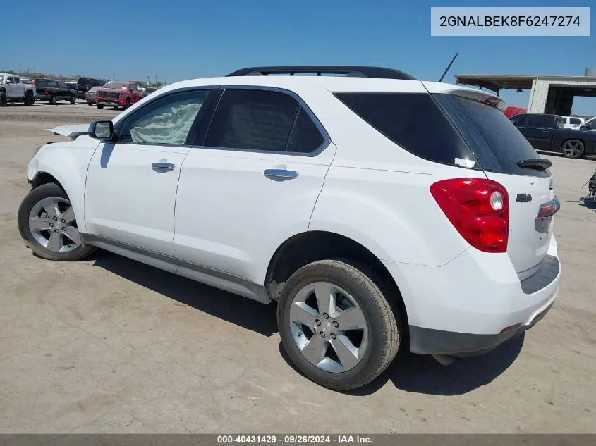 2015 Chevrolet Equinox Lt VIN: 2GNALBEK8F6247274 Lot: 40431429