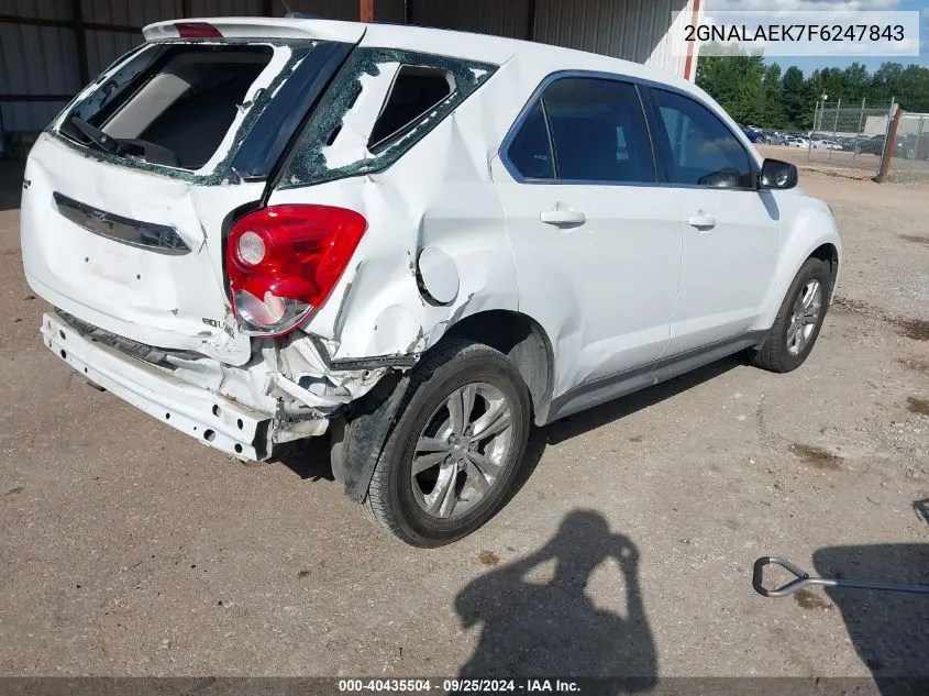 2015 Chevrolet Equinox Ls VIN: 2GNALAEK7F6247843 Lot: 40435504