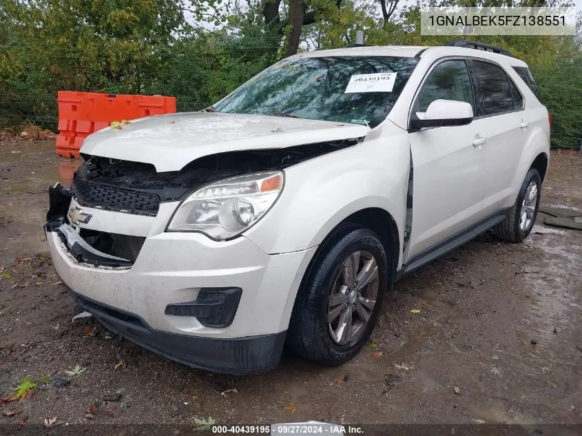 2015 Chevrolet Equinox 1Lt VIN: 1GNALBEK5FZ138551 Lot: 40439195