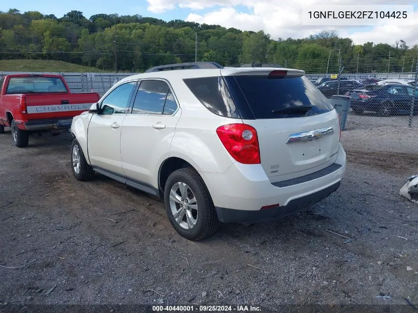 2015 Chevrolet Equinox 2Lt VIN: 1GNFLGEK2FZ104425 Lot: 40440001