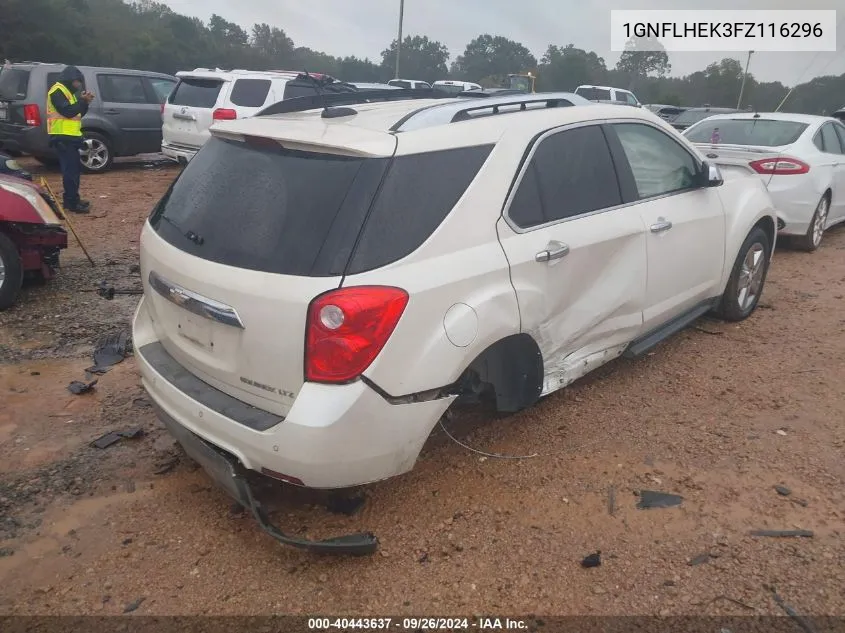 2015 Chevrolet Equinox Ltz VIN: 1GNFLHEK3FZ116296 Lot: 40443637