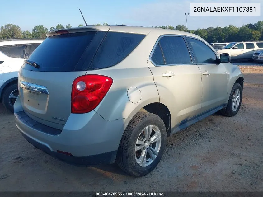 2015 Chevrolet Equinox Ls VIN: 2GNALAEKXF1107881 Lot: 40478555