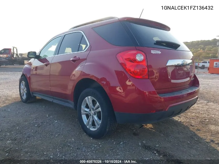 2015 Chevrolet Equinox 2Lt VIN: 1GNALCEK1FZ136432 Lot: 40575326