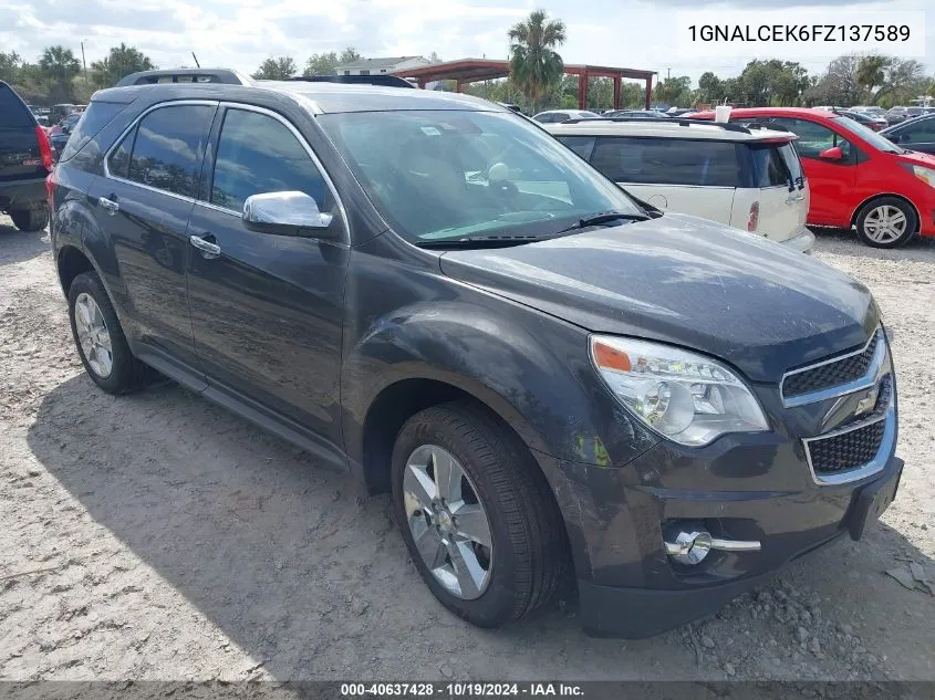 2015 Chevrolet Equinox 2Lt VIN: 1GNALCEK6FZ137589 Lot: 40637428