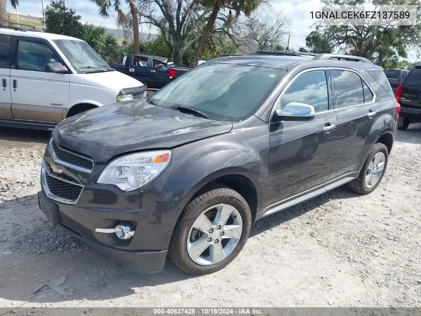 2015 Chevrolet Equinox 2Lt VIN: 1GNALCEK6FZ137589 Lot: 40637428