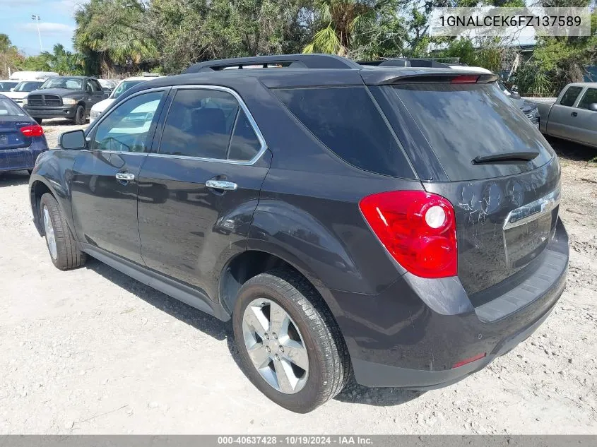 2015 Chevrolet Equinox 2Lt VIN: 1GNALCEK6FZ137589 Lot: 40637428