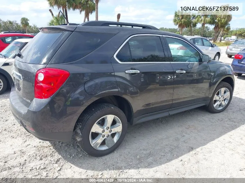 2015 Chevrolet Equinox 2Lt VIN: 1GNALCEK6FZ137589 Lot: 40637428