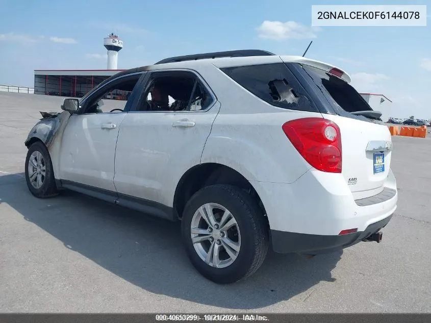 2015 Chevrolet Equinox 2Lt VIN: 2GNALCEK0F6144078 Lot: 40653299