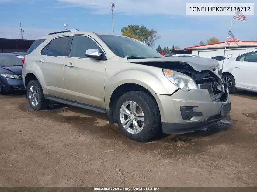 2015 Chevrolet Equinox Ltz VIN: 1GNFLHEK3FZ136712 Lot: 40687269