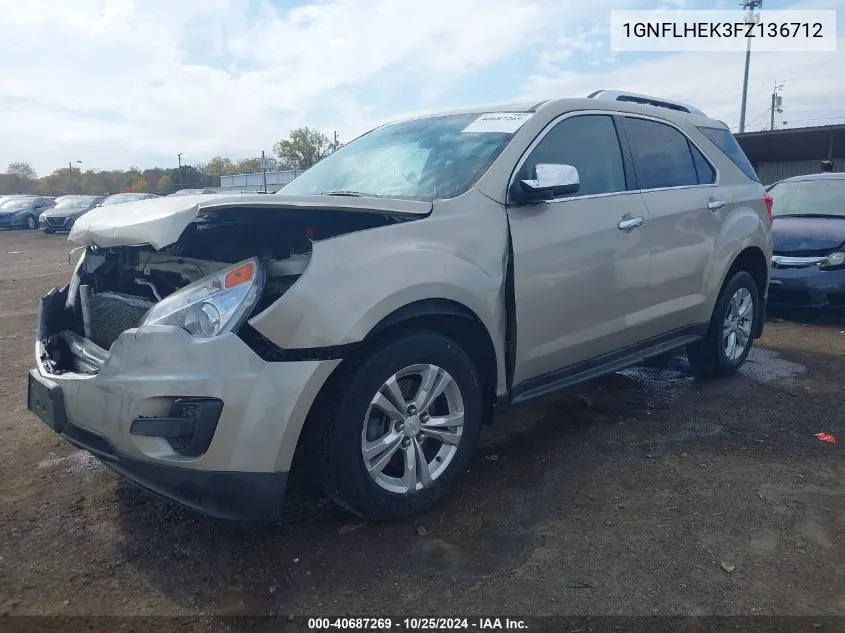 2015 Chevrolet Equinox Ltz VIN: 1GNFLHEK3FZ136712 Lot: 40687269