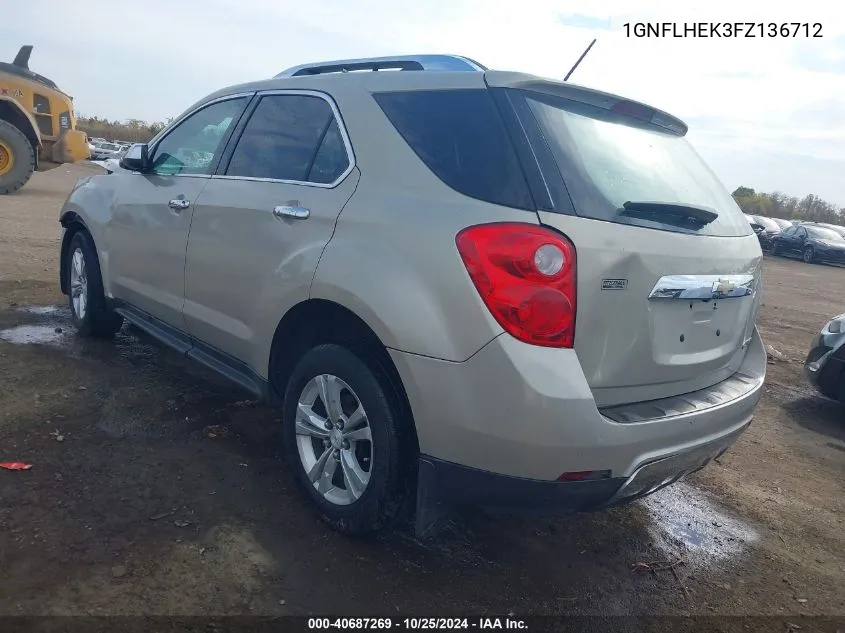 2015 Chevrolet Equinox Ltz VIN: 1GNFLHEK3FZ136712 Lot: 40687269