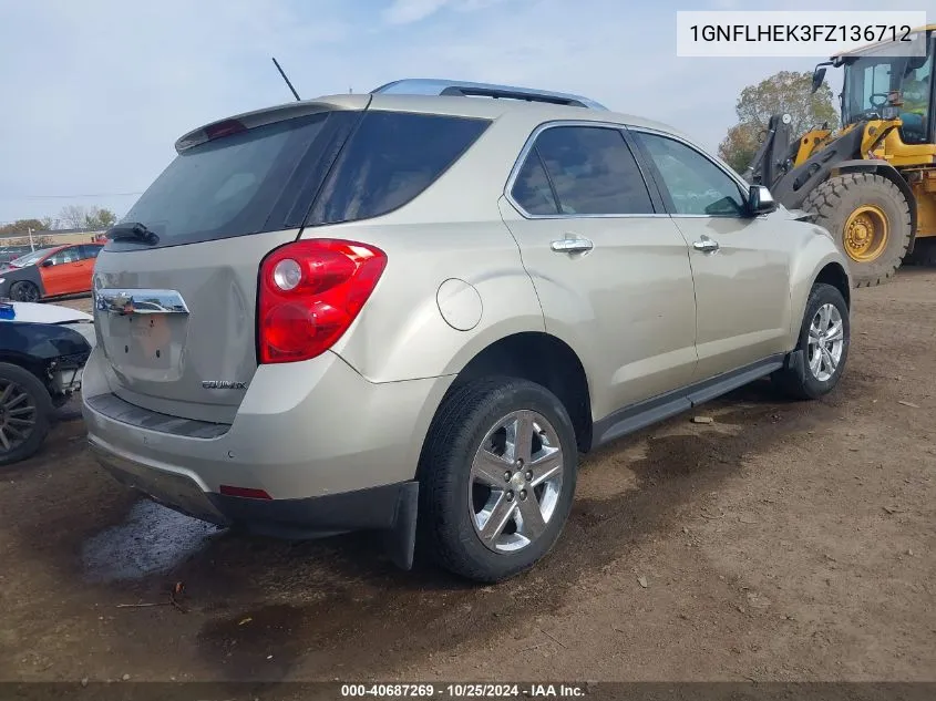 2015 Chevrolet Equinox Ltz VIN: 1GNFLHEK3FZ136712 Lot: 40687269