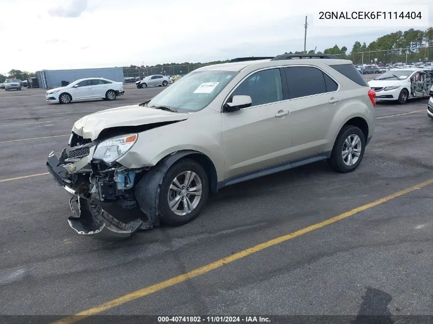 2015 Chevrolet Equinox 2Lt VIN: 2GNALCEK6F1114404 Lot: 40741802