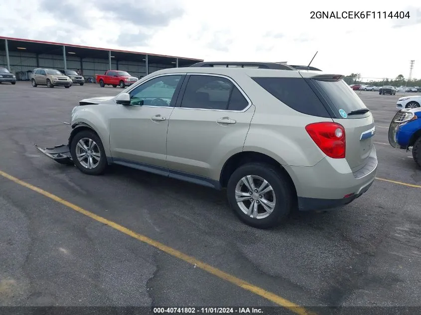 2015 Chevrolet Equinox 2Lt VIN: 2GNALCEK6F1114404 Lot: 40741802