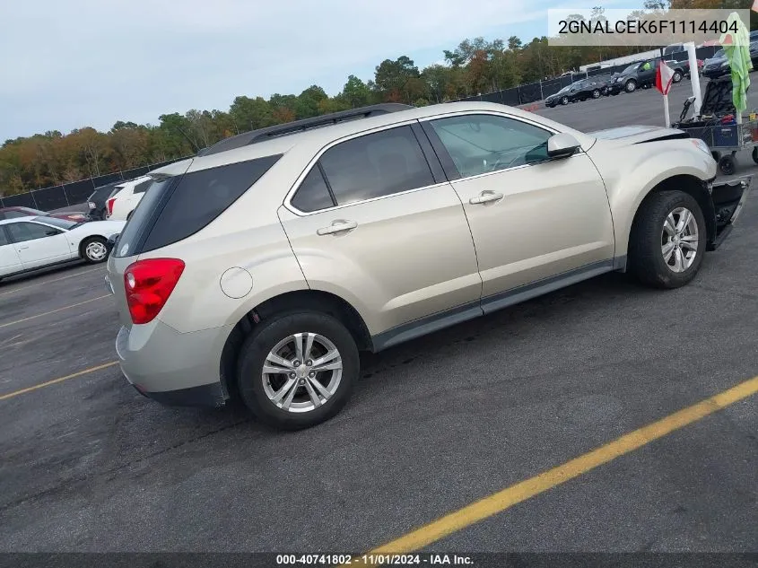 2015 Chevrolet Equinox 2Lt VIN: 2GNALCEK6F1114404 Lot: 40741802