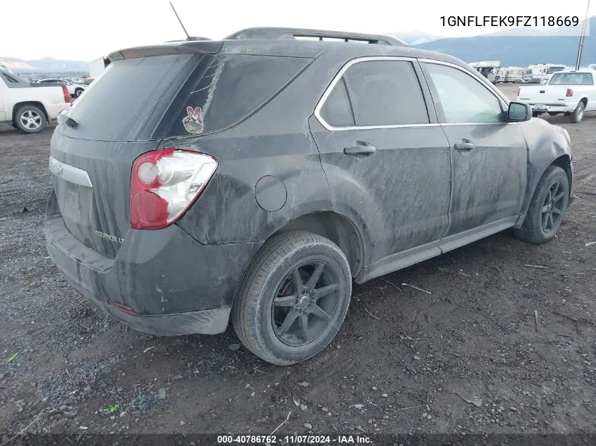 2015 Chevrolet Equinox 1Lt VIN: 1GNFLFEK9FZ118669 Lot: 40786762