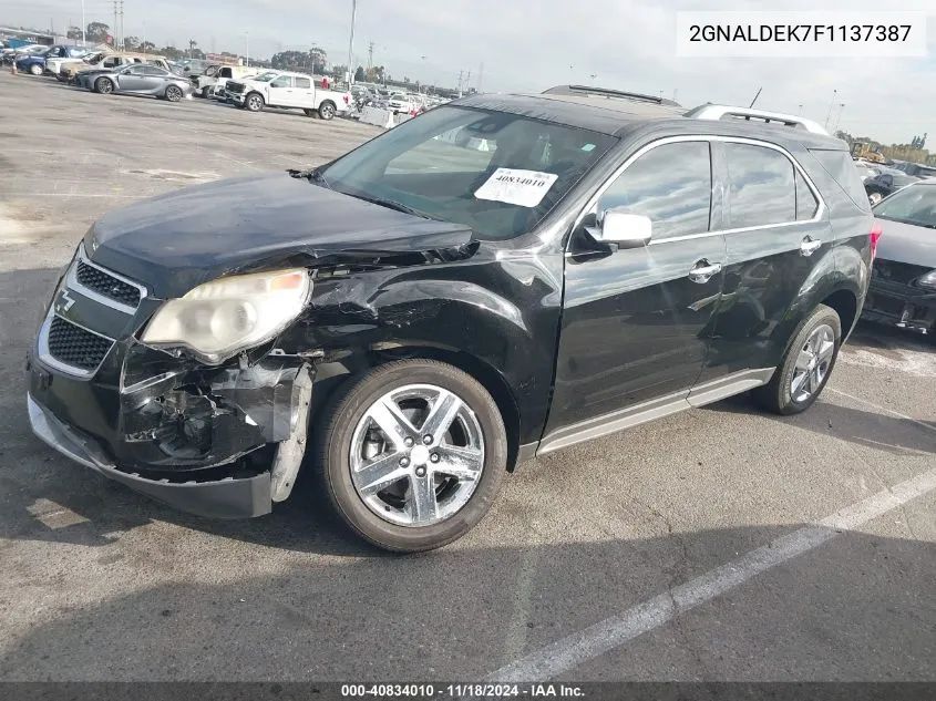 2015 Chevrolet Equinox Ltz VIN: 2GNALDEK7F1137387 Lot: 40834010