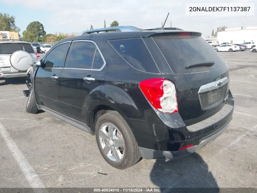 2015 Chevrolet Equinox Ltz VIN: 2GNALDEK7F1137387 Lot: 40834010