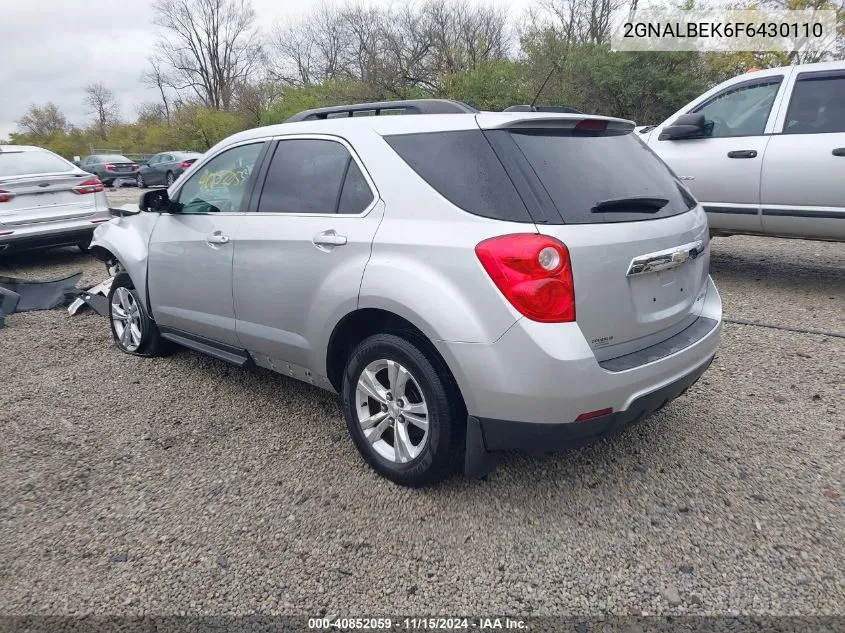 2015 Chevrolet Equinox 1Lt VIN: 2GNALBEK6F6430110 Lot: 40852059