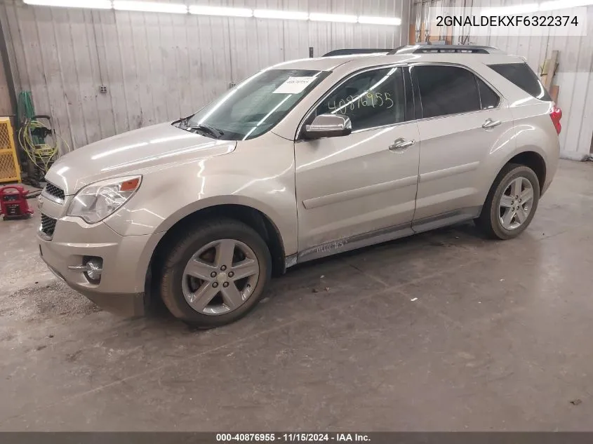 2015 Chevrolet Equinox Ltz VIN: 2GNALDEKXF6322374 Lot: 40876955