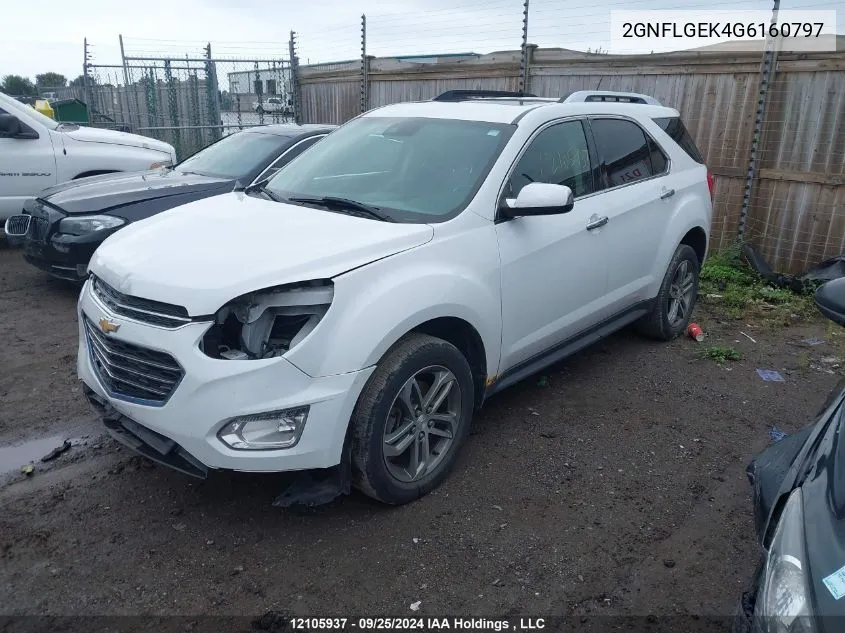 2016 Chevrolet Equinox VIN: 2GNFLGEK4G6160797 Lot: 12105937