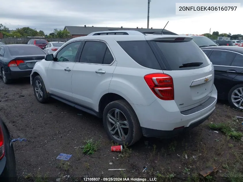 2016 Chevrolet Equinox VIN: 2GNFLGEK4G6160797 Lot: 12105937