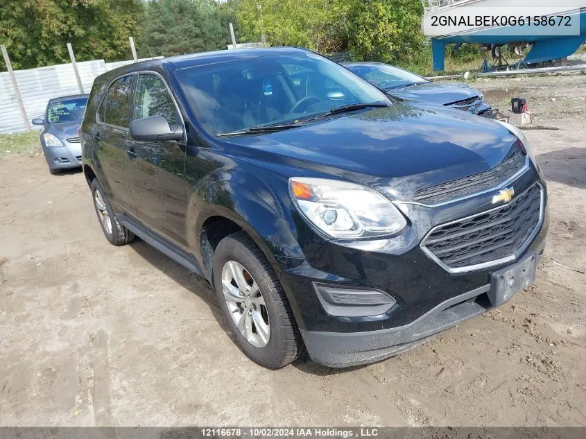 2016 Chevrolet Equinox Ls VIN: 2GNALBEK0G6158672 Lot: 12116678