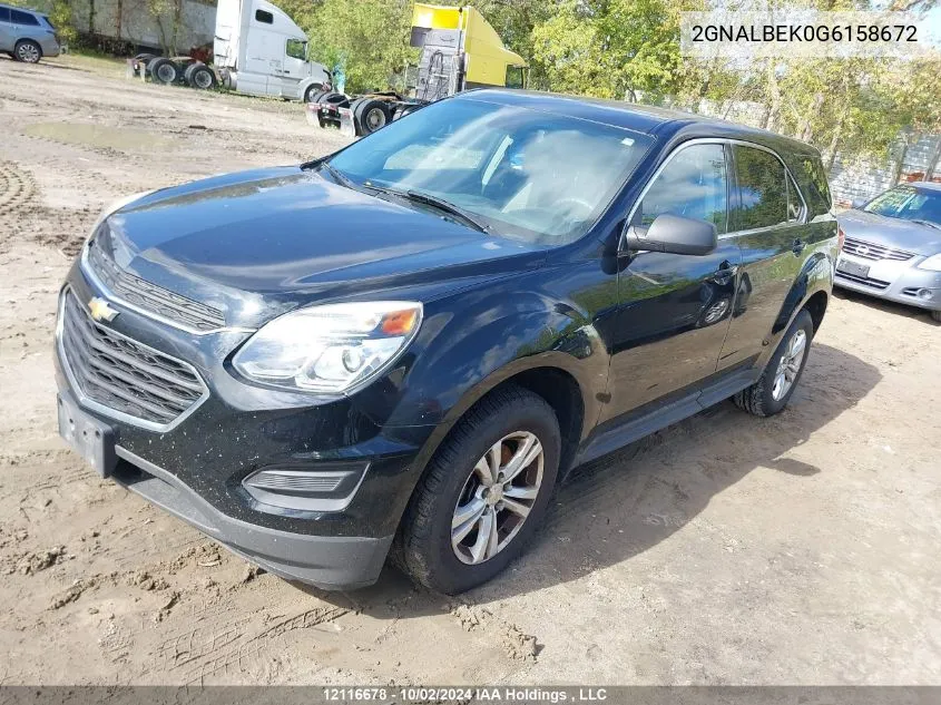 2016 Chevrolet Equinox Ls VIN: 2GNALBEK0G6158672 Lot: 12116678