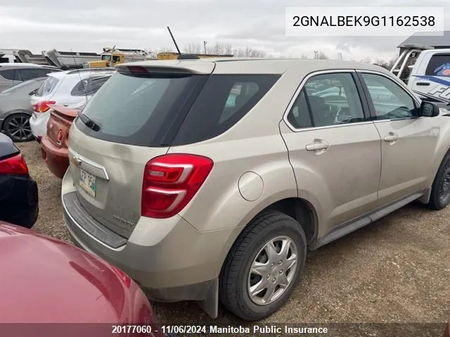 2016 Chevrolet Equinox Ls VIN: 2GNALBEK9G1162538 Lot: 20177060