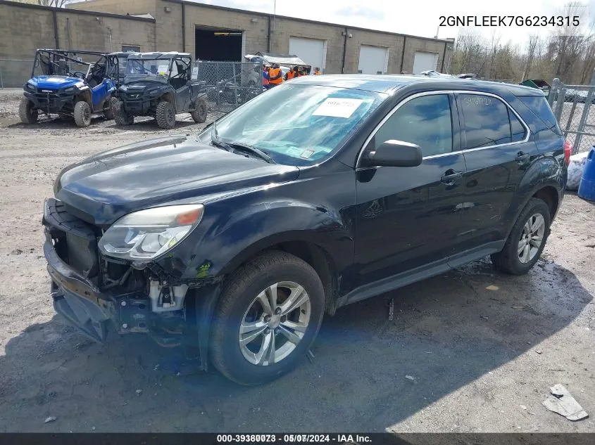 2016 Chevrolet Equinox Ls VIN: 2GNFLEEK7G6234315 Lot: 39380073