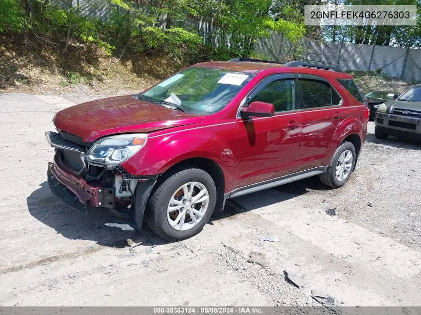 2016 Chevrolet Equinox Lt VIN: 2GNFLFEK4G6276303 Lot: 39383124