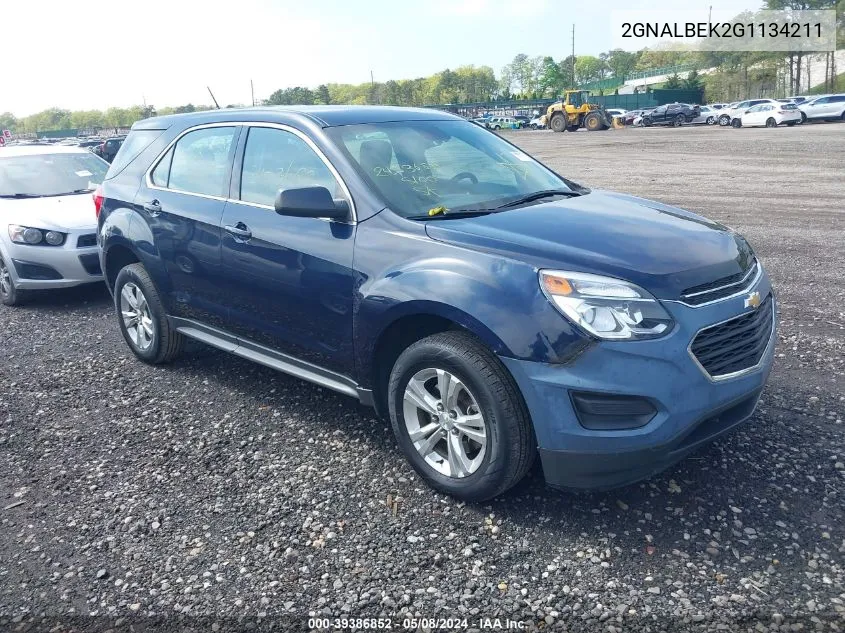 2016 Chevrolet Equinox Ls VIN: 2GNALBEK2G1134211 Lot: 39386852