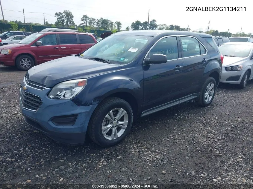 2016 Chevrolet Equinox Ls VIN: 2GNALBEK2G1134211 Lot: 39386852